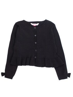 RuffleButts Girls Sweater Knit Peplum Cardigan - Black Size 6 NWT